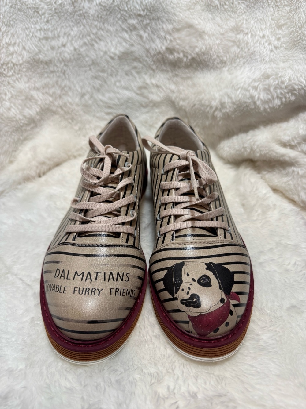 DOGO Dalmatian Dog Print Lace-Up Shoes Size 38